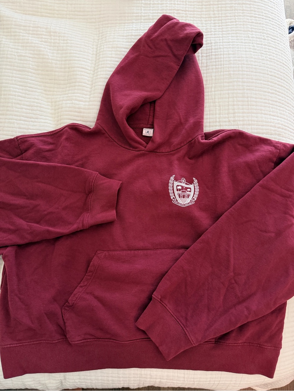 Sporty & Rich Maroon Crewneck Hoodie with Crest